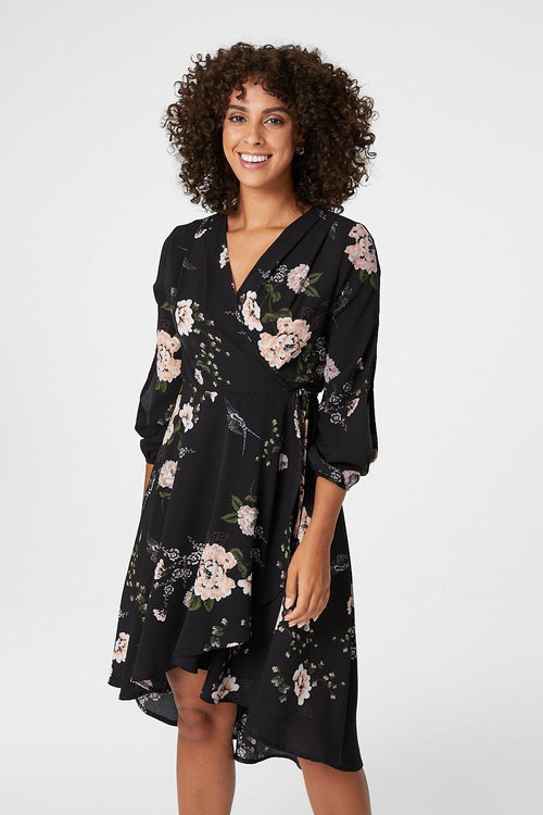 Floral Short Sleeve Wrap Dress | Izabel ...